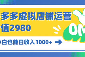 拼多多虚拟店铺运营:小白也能日收入1000+
