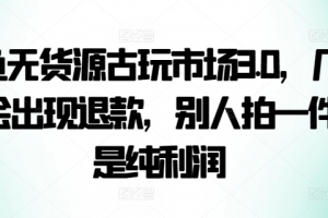 咸鱼无货源古玩市场3.0,几乎不会出现退款,别人拍一件就是纯利润