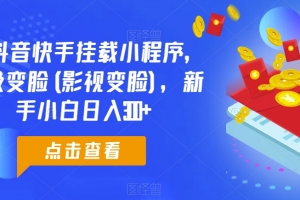 0粉抖音快手挂载小程序,超级变脸(影视变脸),新手小白日入300+