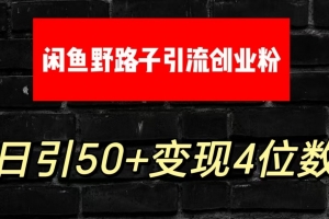 大眼闲鱼野路子引流创业粉,日引50+单日变现四位数