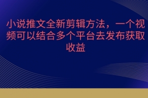小说推文全新剪辑方法,一个视频可以结合多个平台去发布获取