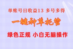 一键种草托管 单账号日收益13元  10个账号一天130  绿色稳定 可无限推广