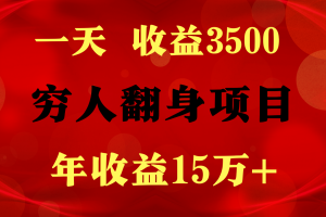 1天收益3500,一个月收益10万+ ,  穷人翻身项目!