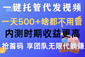一键托管代发视频,一天500+啥都不用管,内测时期收益更高,抢首码,享…