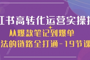 小红书-高转化运营 实操指南,从爆款笔记到爆单玩法的链路全打通-19节课