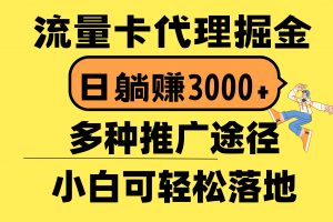 流量卡代理掘金,日躺赚3000+,首码平台变现更暴力,多种推广途径,新…