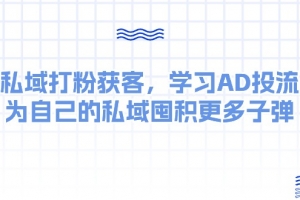 某收费课:私域打粉获客,学习AD投流,为自己的私域囤积更多子弹