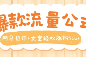 爆款流量公式,网易热评+文案轻松涨粉50w+