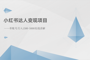 小红书达人变现项目:单账号月入1500-3000实战讲解