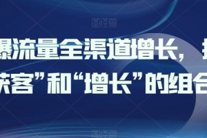 引爆流量全渠道增长,打好“获客”和“增长”的组合拳