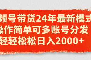 视频号带货24年最新模式,操作简单可多账号分发,轻轻松松日入2000+