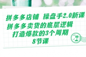 拼多多店铺 操盘手2.0新课,拼多多卖货的底层逻辑,打造爆款的3个周期-8节