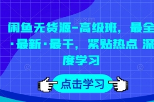 闲鱼无货源-高级班,最全·最新·最干,紧贴热点 深度学习