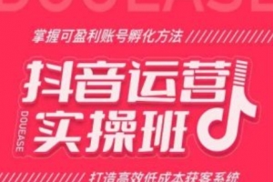 抖音运营实操班,掌握可盈利账号孵化方法,打造高效低成本获客系统