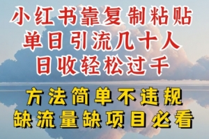 小红书靠复制粘贴单日引流几十人目收轻松过千,方法简单不违规