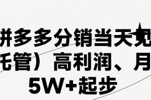 最新拼多多优质项目小白福利,两天销量过百单,不收费、老运营代操作