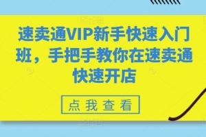 速卖通VIP新手快速入门班,手把手教你在速卖通快速开店