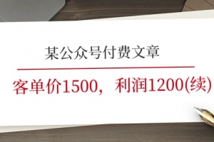 某公众号付费文章《客单价1500,利润1200(续)》市场几乎可以说是空白的