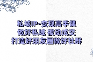 私域IP-变现高手课:做好私域 被动成交,打造好朋友圈做好社群(18节)