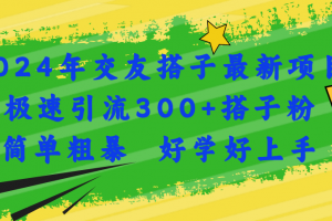 2024年交友搭子最新项目,极速引流300+搭子粉,简单粗暴,好学好上手