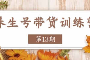 养生号-带货训练营【第13期】收益更稳定的玩法,让你带货收益爆炸