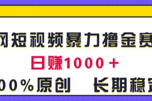 全网短视频暴力撸金赛道,日入1000+!原创玩法,长期稳定