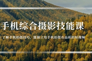 手机摄影综合技能课:学习手机拍摄技巧,用手机拍摄有品质短视频(129节)
