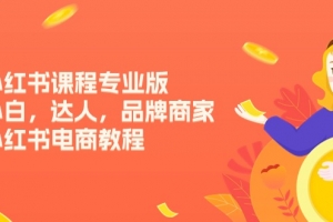 小红书课程专业版,小白,达人,品牌商家,小红书电商教程(15节)
