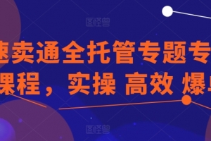 速卖通全托管专题专项课程,实操 高效 爆单