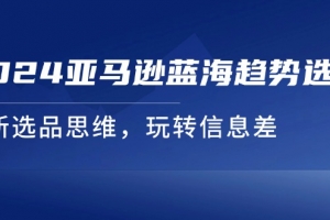 2024亚马逊蓝海趋势选法,全新选品思维,玩转信息差