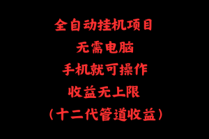 全自动挂机项目,无需电脑,手机就可操作,收益无上限