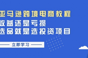 亚马逊跨境电商教程:收益还是亏损!选品就是选投资项目
