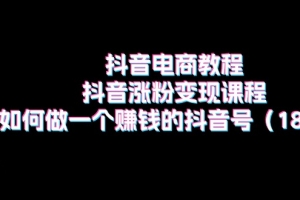 抖音电商教程:抖音涨粉变现课程:如何做一个赚钱的抖音号(18节)