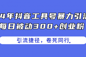 24年抖音工具号暴力引流,每日被动300+创业粉,创业粉捷径,卷死同行