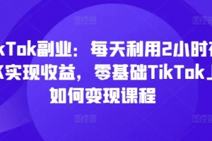 TikTok副业:每天利用2小时在TK实现收益,零基础TikTok上如何变现课程