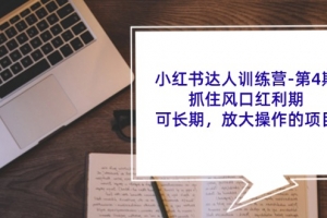 小红书达人训练营-第4期:抓住风口红利期,可长期,放大操作的项目