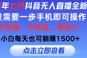 2024年七月抖音无人直播全新玩法,只需一部手机即可操作,小白每天也可…