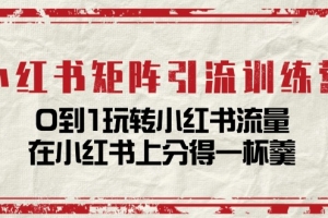 小红书矩阵引流训练营:0到1玩转小红书流量,在小红书上分得一杯羹(14节课)