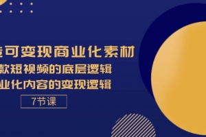 打造可变现商业化素材,爆款短视频的底层逻辑,商业化内容的变现逻辑-7节