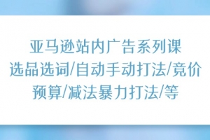亚马逊站内广告系列课:选品选词/自动手动打法/竞价预算/减法暴力打法/等