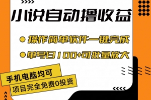 小说全自动撸收益,操作简单,单号日入100+可批量放大