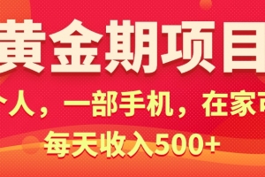 黄金期项目,电商搞钱!一个人,一部手机,在家可做,每天收入500+