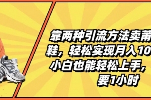 靠两种引流方法卖莆田高端鞋,轻松实现月入1W+,小白也能轻松上手,每天只要1小时