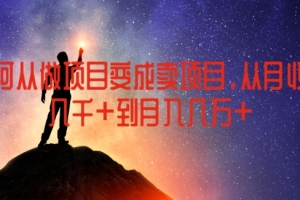 如何从做项目变成卖项目,从月收入几千到月入几万