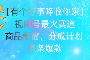 【有个好事降临你家】视频号爆火赛道,商品橱窗,分成计划,条条爆款