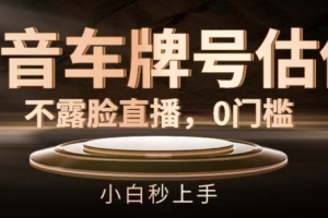 抖音车牌号估值,不露脸直播,0门槛,小白秒上手