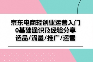 京东电商轻创业运营入门0基础通识及经验分享:选品/流量/推广/运营