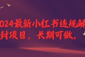 2024最新小红书违规解封项目,长期可做,一个可以做到退休的项目