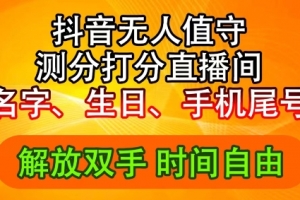 2024年抖音撸音浪新玩法:生日尾号打分测分无人直播,每日轻松赚2500+
