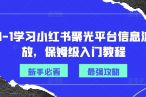 从0-1学习小红书聚光平台信息流投放,保姆级入门教程